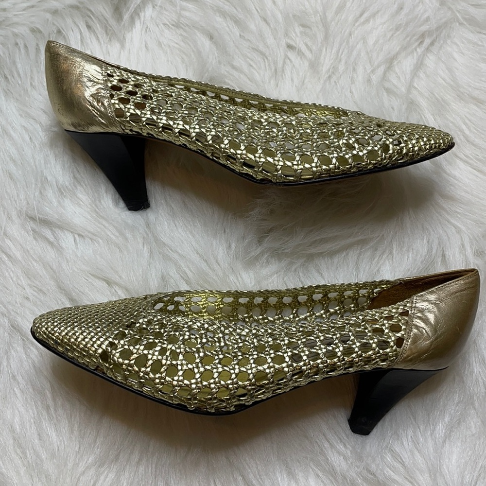 Vintage Gold Leather Heel size 8 1/2